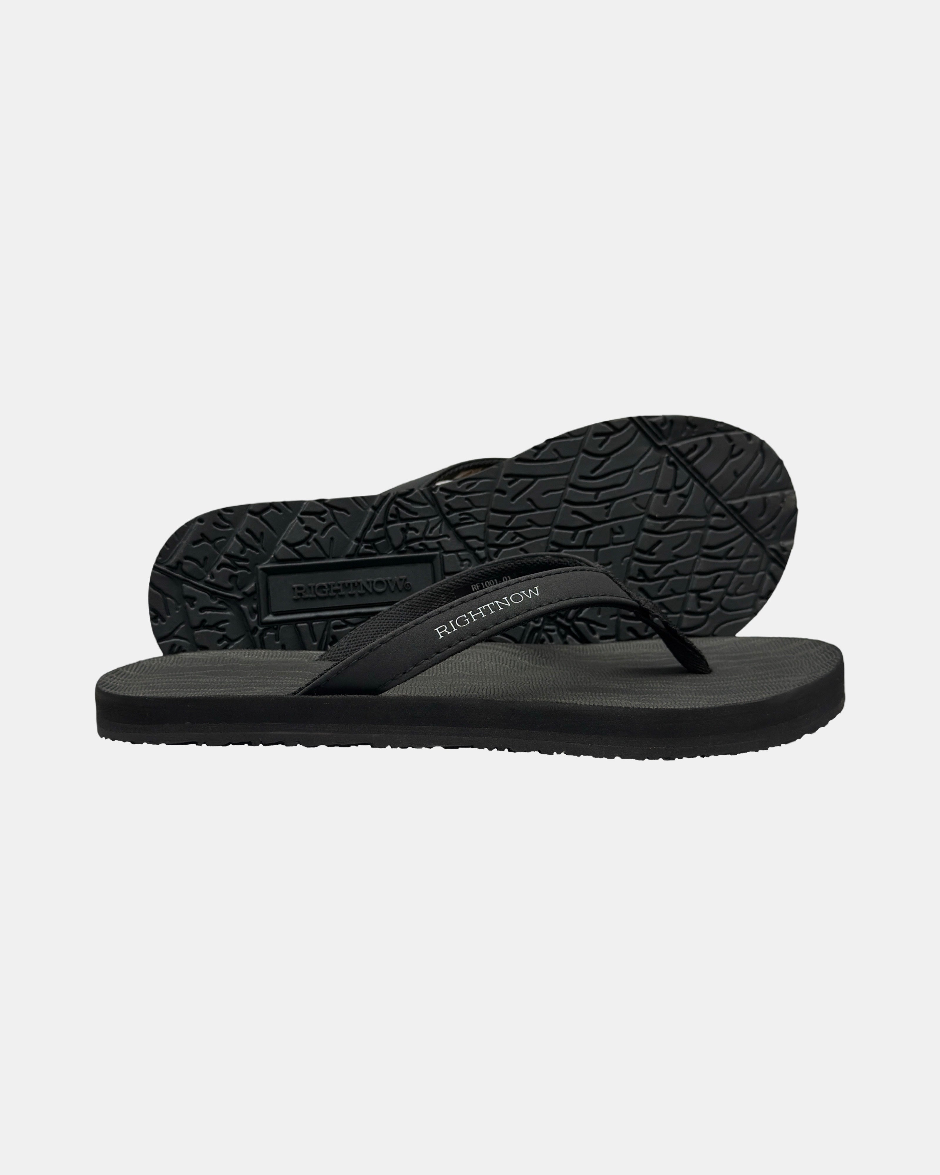 Women's elegant-tone minimalist thong sandal with V-shaped strap and an open-toe design, with the black rubber textured anti-slip sole behind it.